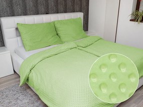 Biante Hrejivé posteľné obliečky Minky 3D bodky MKP-005 Pastelové svetlo zelené Predĺžené 140x220 a 70x90 cm