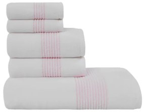 Soft Cotton Darčeková sada uterákov a osušiek AQUA Biela / ružová výšivka Sada (2ks malý uterák 33x33cm, 2ks uterák 45x90cm, osuška 75x150cm)