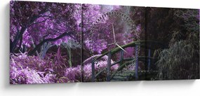 Obraz fialové záhrady (s hodinami) (90x30 cm)