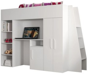 Detská kombinovaná posteľ 90 cm Puro 15 (matná biela + biely lesk + biele úchytky). Vlastná spoľahlivá doprava až k Vám domov. 1087098