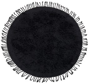 Okrúhly bavlnený koberec ⌀ 140 cm čierny BITLIS Beliani