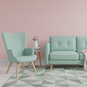 Kreslo ušiak CORDU + taburet — masív, látka, prírodná / mentolová