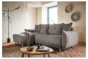 Svetlohnedá menčestrová rozkladacia rohová pohovka (variabilná) Lazy Lukka – Miuform