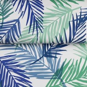 PVC obrus Modro-zelené palmové listy PV-075 - metráž š. 140 cm