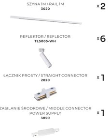 Zuma Line 3049 - Bodové svietidlo v lištovom systéme LULU 6xGU10/35W/230V biela