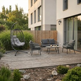 Autronic BONTEC Záhradná sedacia súprava, kov, polyratan, sivá, AZ-L1880 GREY Farba: Šedá