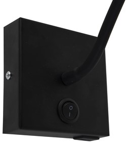 Moderná flexibilná nástenná lampa USB čierna - Zeno