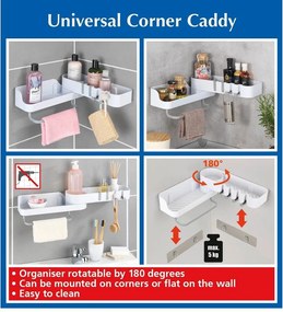 Biela rohová samodržiaca kúpeľňová polička - Maximex