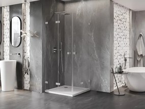 Mexen Lunar-F Duo, skladací sprchový kút 95 x 95 cm, 6mm číre sklo, oceľový profil, 836-095L-095P-97-00