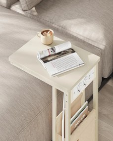 Odkládací stolek Vasagle Pama se zásuvkou a USB porty krémový