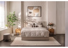 Béžová čalúnená dvojlôžková posteľ s úložným priestorom s roštom 180x200 cm Thessa Bold Line – Bonami Selection