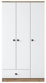 Šatní skříň BA 117 90 cm ořech/bílá