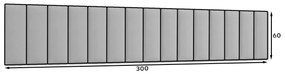Set 15 čalúnených panelov Quadra 300x60 cm (svetlosivá). Vlastná spoľahlivá doprava až k Vám domov. 1052005
