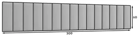 Set 15 čalúnených panelov Quadra 300x60 cm (svetlosivá). Akcia -23%. Vlastná spoľahlivá doprava až k Vám domov. 1052005