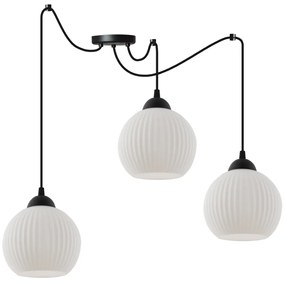 Závesné svietidlo Riffle Round Spider, 3x biele sklenené tienidlo, b