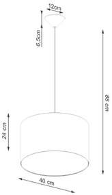 Závesné svietidlo Nova, 1x biele textilné tienidlo, (fi 40 cm)