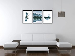 Gario Sada plagátov Horská panoráma - 3 dielna Farba rámu: Rustikálna, Veľkosť: 99 x 45 cm
