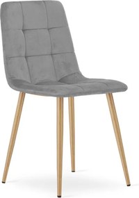 Jedálenská stolička KARA zamatová svetlosivá / hnedé nohy