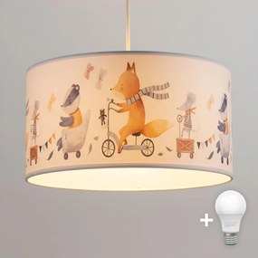 Brilagi - LED Detský luster na lanku BOBO 1xE27/60W/230V pr. 35 cm biela/zvieratká