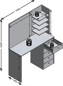 Kozmetický stolík so zrkadlom Marl,biely