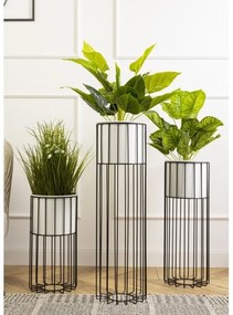 Kovový kvetináč LOFT 55x20 cm čierna/biela