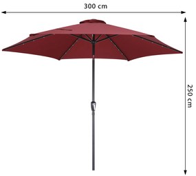 InternetovaZahrada LED slnečník Florida Ø300 cm - červený