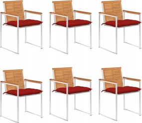 vidaXL Záhradné stoličky 6 ks s podložkami akáciový masív