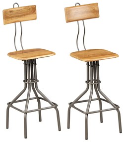 Barové stoličky 2 ks, recyklované tíkové drevo