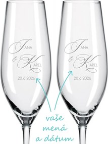 Svadobné poháre na sekt Monogram lásky 2 ks