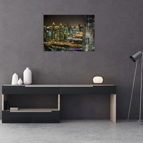 Sklenený obraz nočného mesta (70x50 cm)