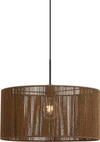 Hanglamp zwart met bruine papieren touw kap 50/50/25 - Combi 1