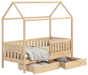 Detská domčeková posteľ Nemos II so zásuvkami - 80x160 cm - borovica