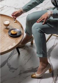 Béžovo-čierny konferenčný stolík WOOOD Mesa, ø 78 cm