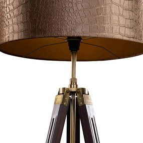 Mosadzná stojaca lampa na trojnožke s tienidlom z krokodílej zamatovej látky 50 cm - Cortin