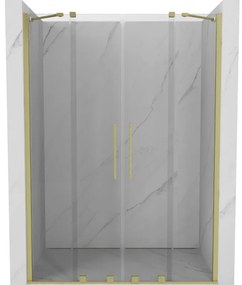Mexen Velar Duo, posuvné dvere do otvoru 140x200 cm, 8mm číre sklo, zlatá matná, 871-140-000-02-55