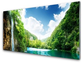 Obraz plexi Hora les jazero príroda 120x60 cm