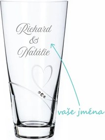 Sklenená váza k výročiu Diamante Romance s menami