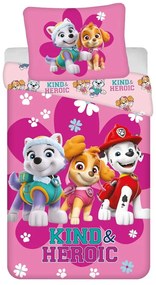 Ružové bavlnené detské obliečky na jednolôžko 140x200 cm Paw Patrol "Heroic" – Jerry Fabrics