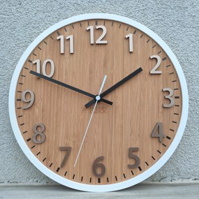 Bambusové nástěnné hodiny Karina 30 cm hnědé/bílé