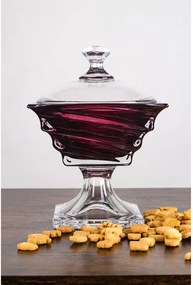 KRIŠTÁĽOVÁ MISKA BOHEMIA CASABLANCA BURGUNDY NA NOHE 245MM