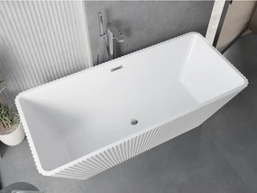 Mexen Tava, voľne stojaca ryhovaná vaňa 170 x 75 cm, biela lesklá, chrómový prepad, 52851707500-01
