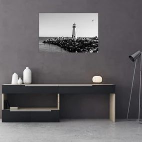 Obraz - Maják na pobreží, Santa Cruz, Kalifornia (90x60 cm)