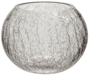 Sklenený guľatý svietnik s popraskaním M - 15 * 15 * 11,5 cm