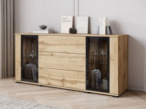 Široká komoda Hedvis SB 150 2D3S, Farby: čierna, Osvetlenie: bez osvetlenia