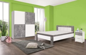 Vyšší nočný stolík Anton, biela/beton