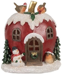 Vianočné dekorácie svietiaci domček jablko s vtáčikmi - 12*11*13 cm