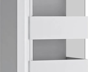 Vysoká vitrína Lyon, biela lesk, s osvetlením, pravá