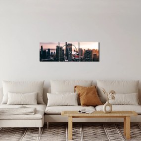 Obraz - Výhľad na centrum mesta (s hodinami) (90x30 cm)