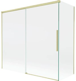 Mexen Rox, 2-krídlová posuvná vaňová zástena 170 + 70 x 150 cm, 8mm číre sklo, zlatý matný profil, 8C9-170-070-55-00