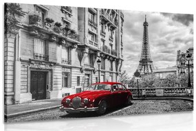 Obraz červené retro auto v Paríži - 60x40